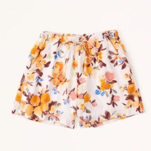 Abercrombie & Fitch Orange & White Floral Linen Shorts Size M